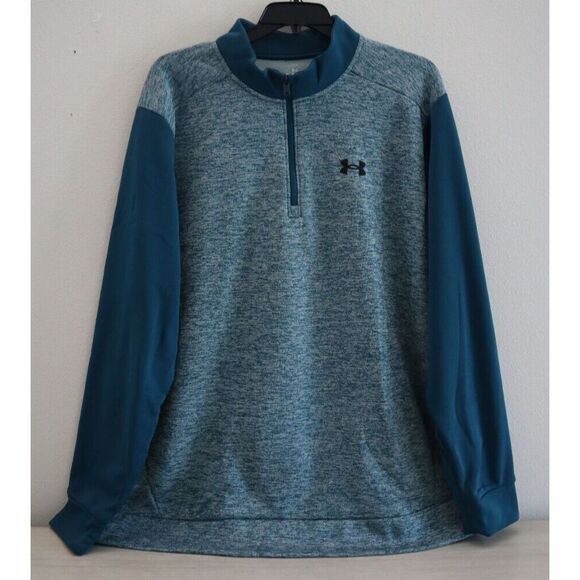 Under Armour 1373359 Men Sz 3XL Teal Fleece Twist 1/4 Zip Loose Fit Pullover $60 - Picture 1 of 8